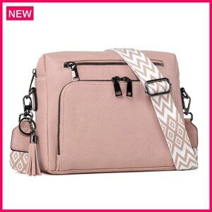 Vegan Leather Crossbody Purse with RFID Wallet, Adjustable Strap, Travel Bag